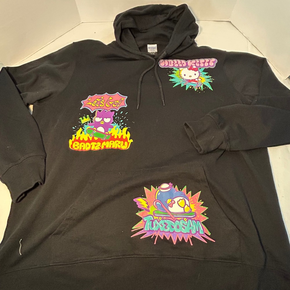 Hello Kitty And Friends Mens‎ Black Graphic Hoodie Size Large NWOT